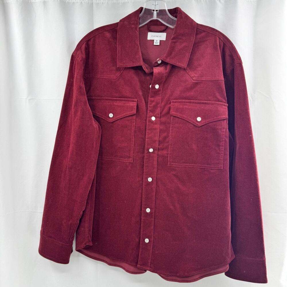 Evereve Corduroy Pearl Snap Button Front Top Velvet Sz M